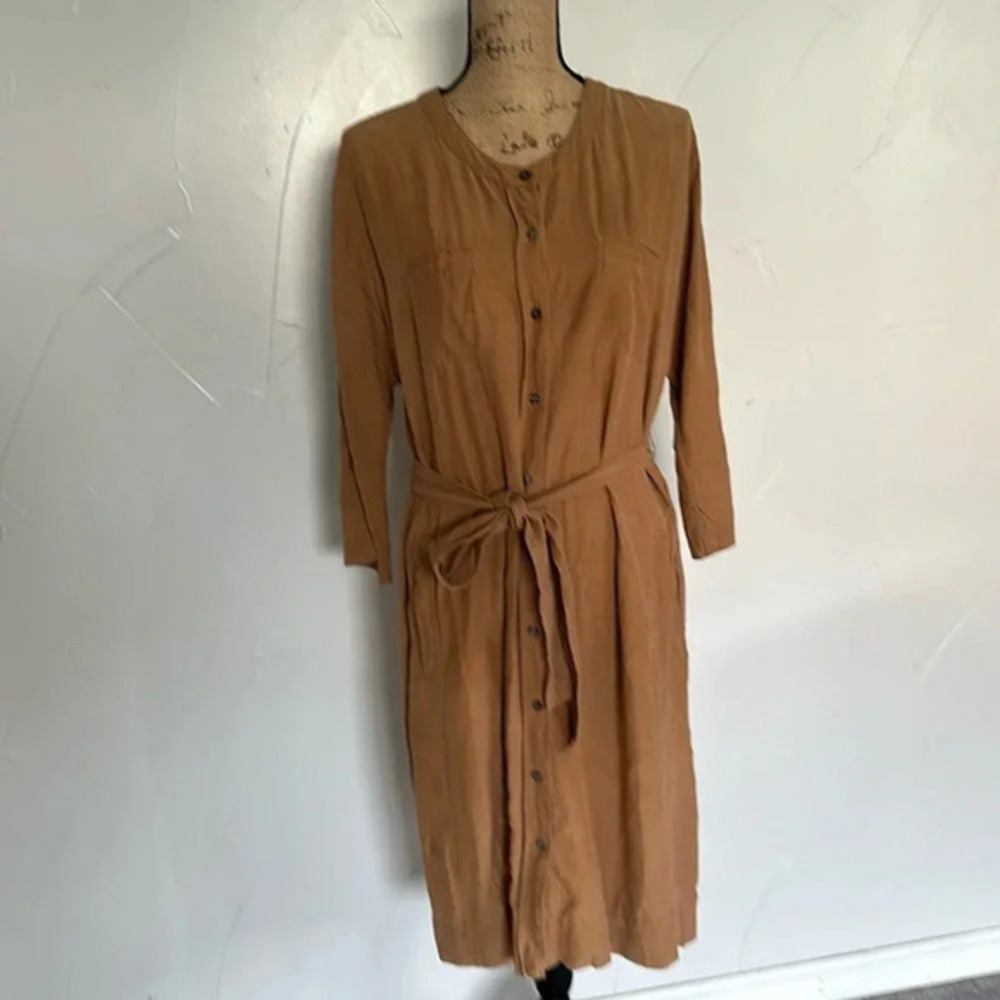 PURE Collection Linen Silk Dress Button Design EUC